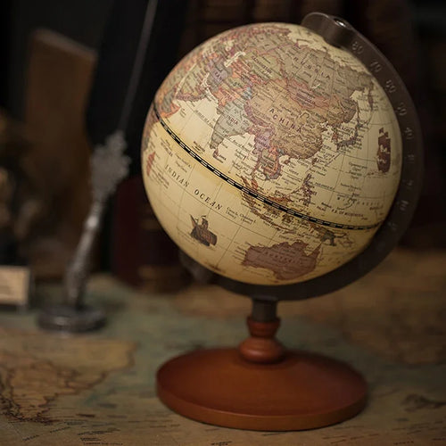 globe terrestre éducatif avec base en bois rétro - vue 5 sur 7