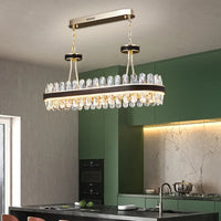 lustre moderne en cristaux éclairage rond à led