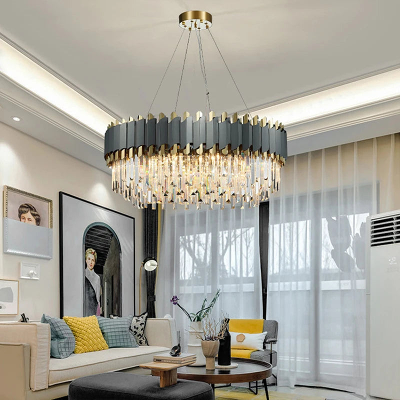 plafonnier led suspendu en cristal design moderne idéal pour table à manger - vue 3 sur 15