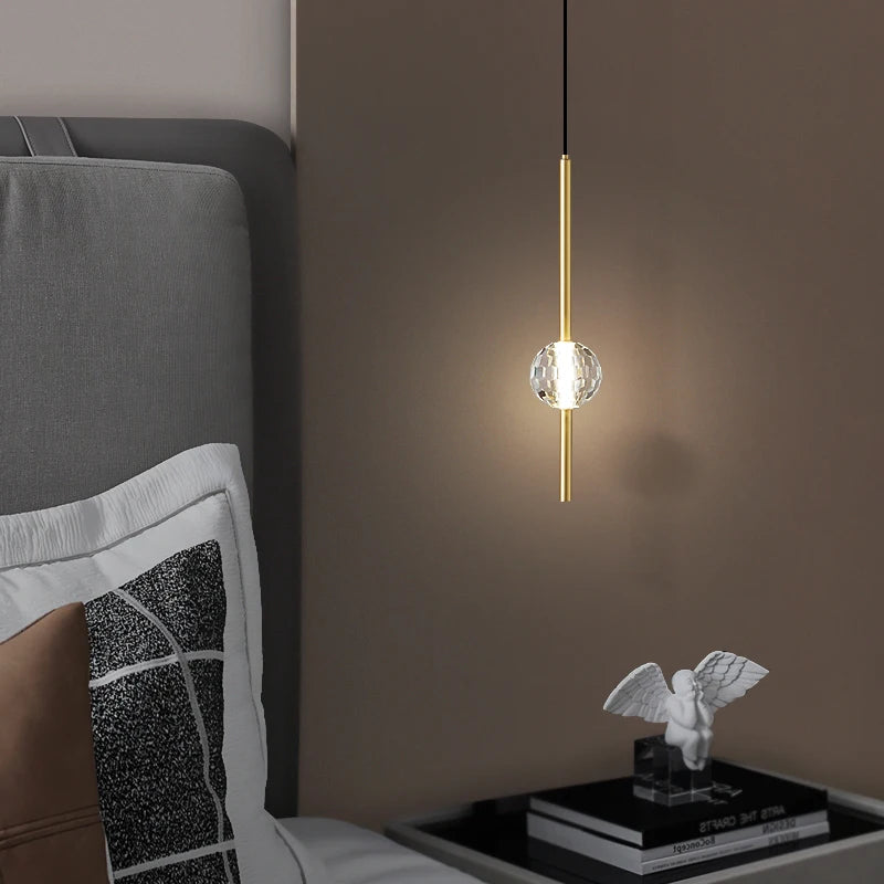 suspension LED en laiton design moderne avec cordon réglable - vue 6 sur 17