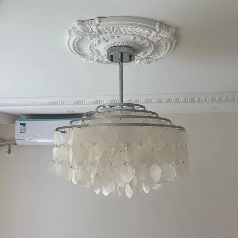 lustre rétro en coquillage pour décoration intérieure moderne - vue 4 sur 13
