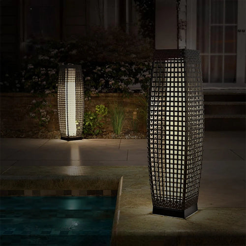 lampe extérieure solaire en rotin et osier décorative - vue 2 sur 8