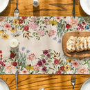 Chemin de table en lin motif fleurs papillons