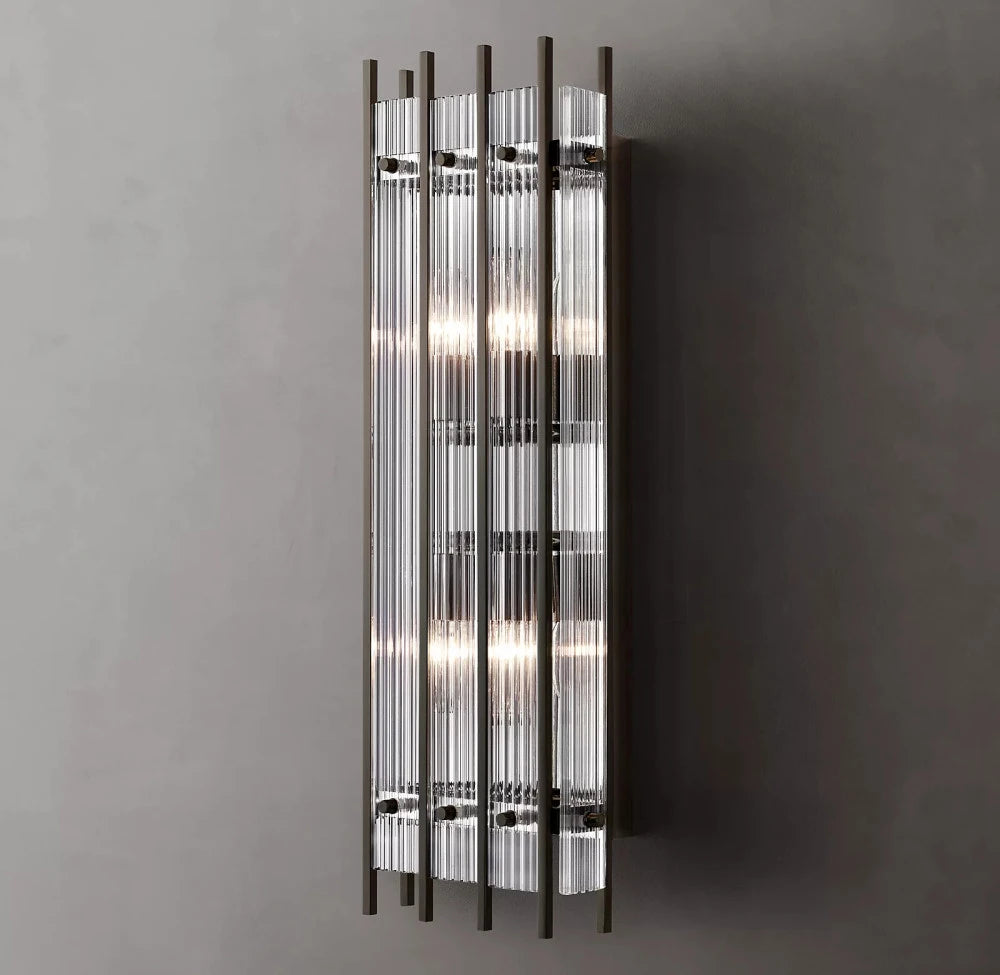 Applique rectangulaire moderne rétro LED verre laiton chrome noir nickel applique salle de bain chambre salon décoration - vue 2 sur 6