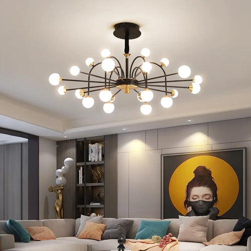 lustre boule de verre moderne simple et luxueux style nordique - vue 3 sur 13
