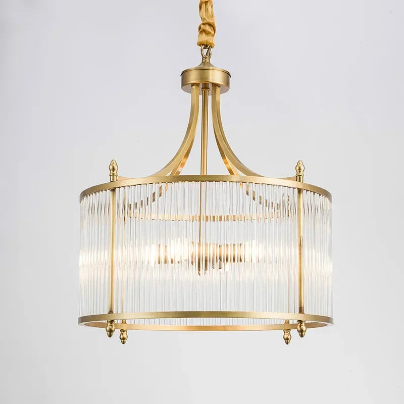 lustre moderne en cuivre avec tubes de verre led - vue 4 sur 12