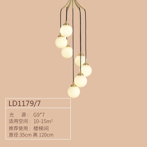 lustre à led art déco en cuivre pour éclairage élégant - vue 9 sur 8
