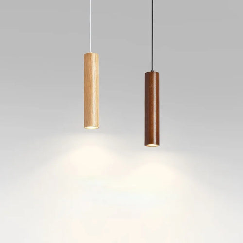 Suspension LED grain de bois design nordique moderne - vue 2 sur 10