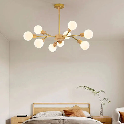 lustre à led en bois nordique pour décoration intérieure moderne - vue 3 sur 9