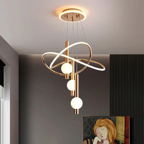 lustre moderne léger avec éclairage led pour intérieur - vue 5 sur 9
