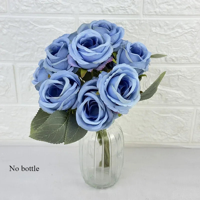 bouquet de 10 roses artificielles en soie décoratives pour événements - vue 7 sur 14
