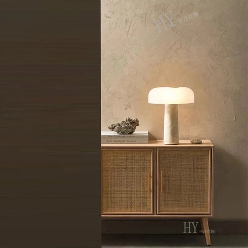 lampe de chevet pierre naturelle rétro styliste déco maison - vue 3 sur 3