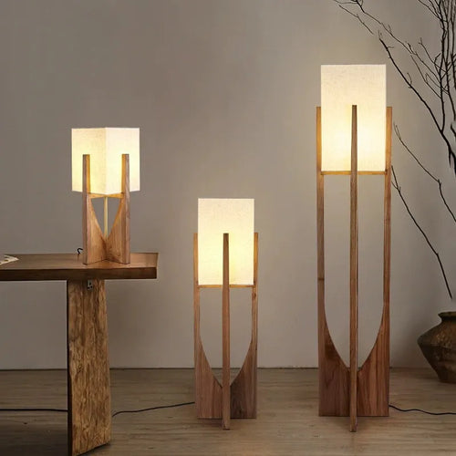 Lampadaire en bois chinois salon chambre canapé chevet lampe de Table verticale nordique en bois massif Led lampe sur pied décor de pièce - vue 2 sur 12