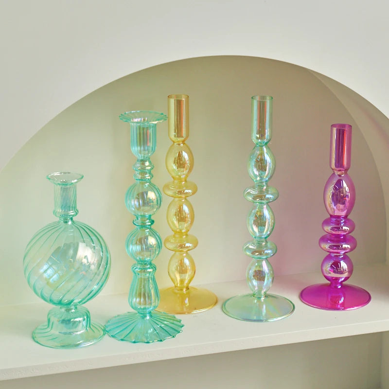bougeoirs coniques en verre pour décoration intérieure et mariage - vue 5 sur 12