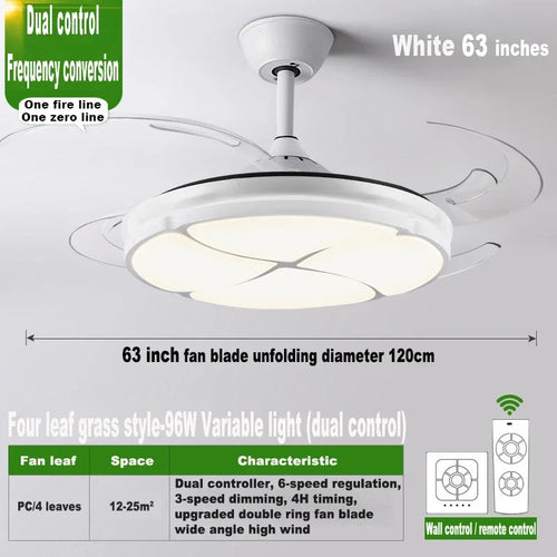 plafonnier moderne silencieux avec lumière intégrée et ventilateur - vue 9 sur 12