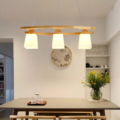 suspension moderne en bois nordique style japonais pour espaces contemporains - vue 2 sur 7