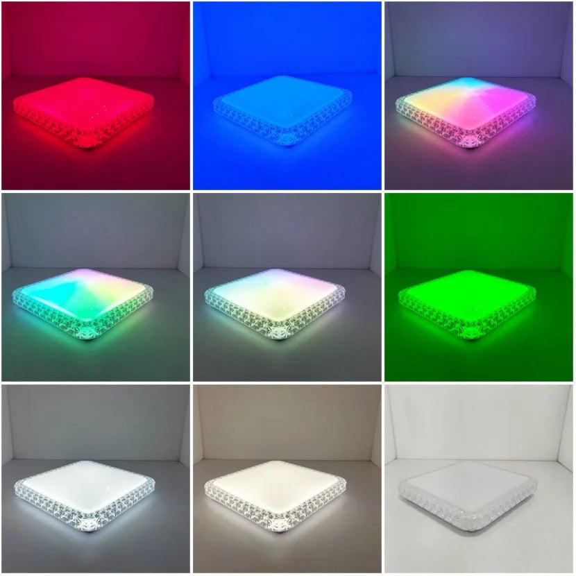 plafonnier led carré tuya contrôle intelligent gradation alexa google audio - vue 5 sur 7