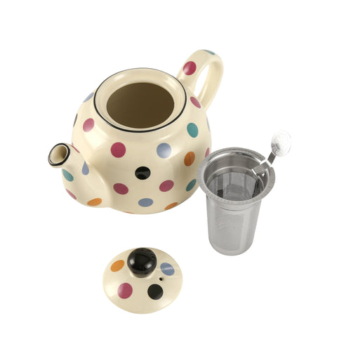 Théière céramique style british motif pois pour thé - vue 5 sur 5