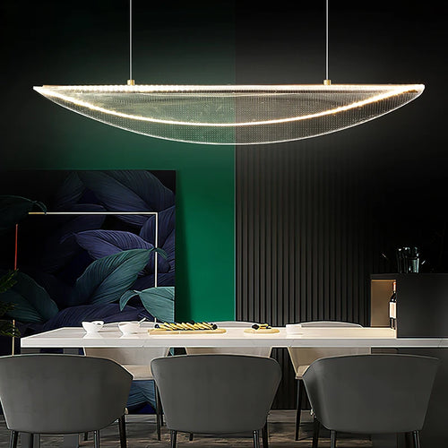 suspension moderne en fer incurvé avec éclairage led créatif - vue 2 sur 8