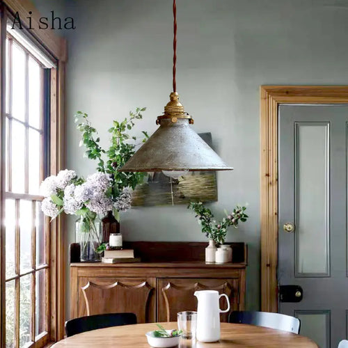 suspension rétro en laiton style campagnard américain pour décoration intérieur - vue 3 sur 9