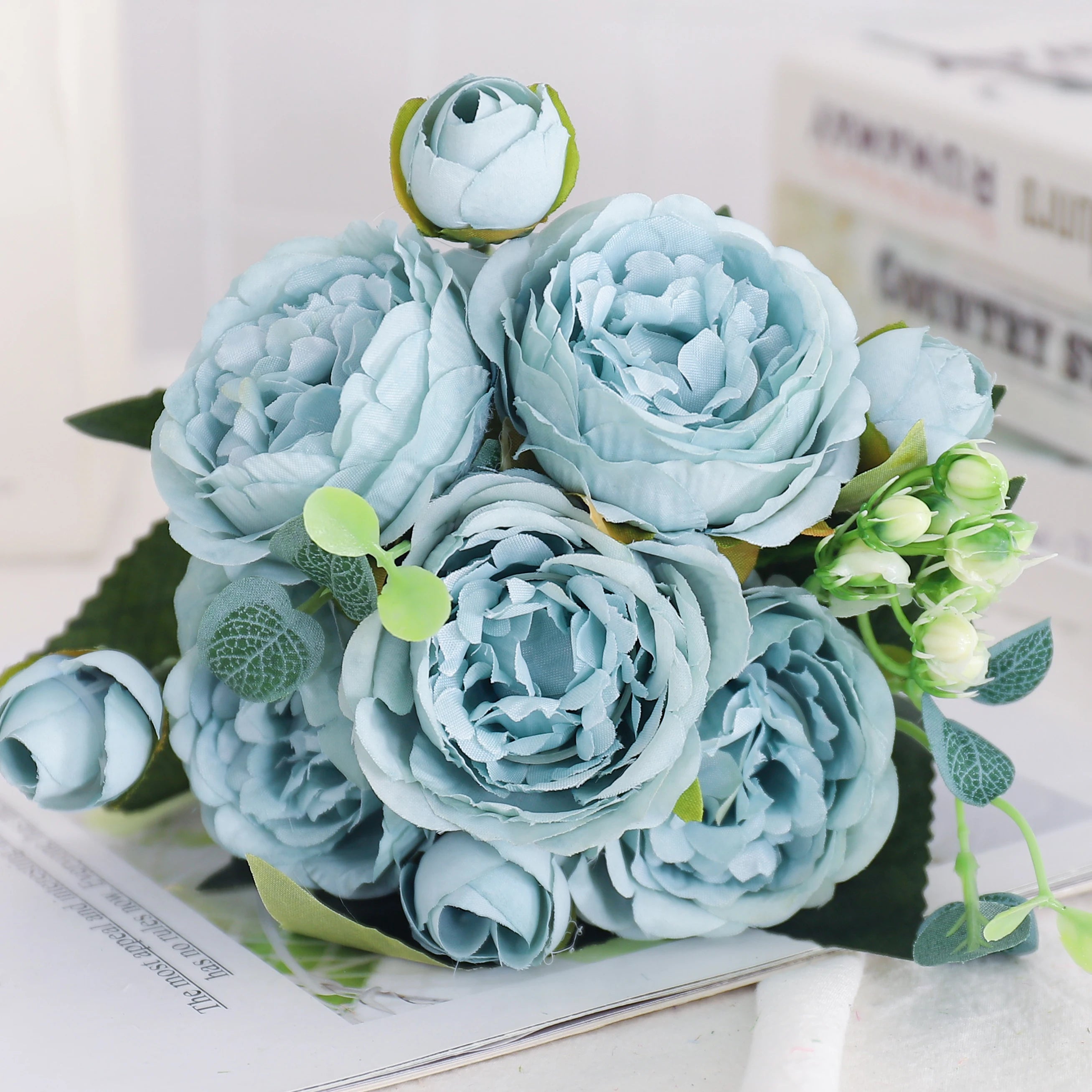 fleurs artificielles soie pivoine hortensia décoration mariage bouquet - vue 39 sur 40
