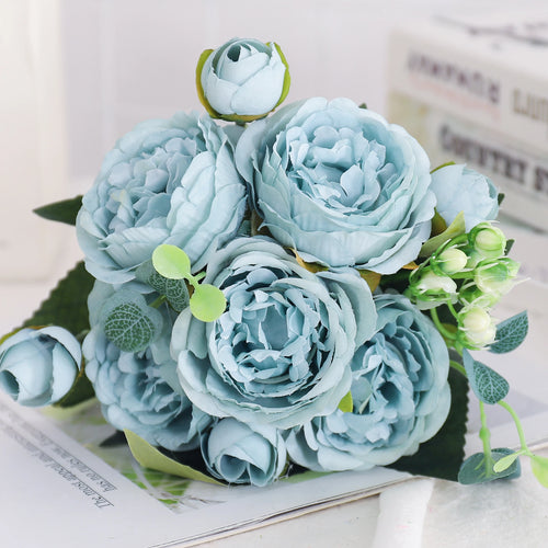 fleurs artificielles soie pivoine hortensia décoration mariage bouquet - vue 40 sur 40