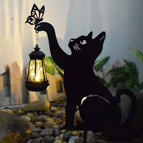 lanterne solaire suspendue silhouette de chat décorative étanche multifonctionnelle - vue 4 sur 6