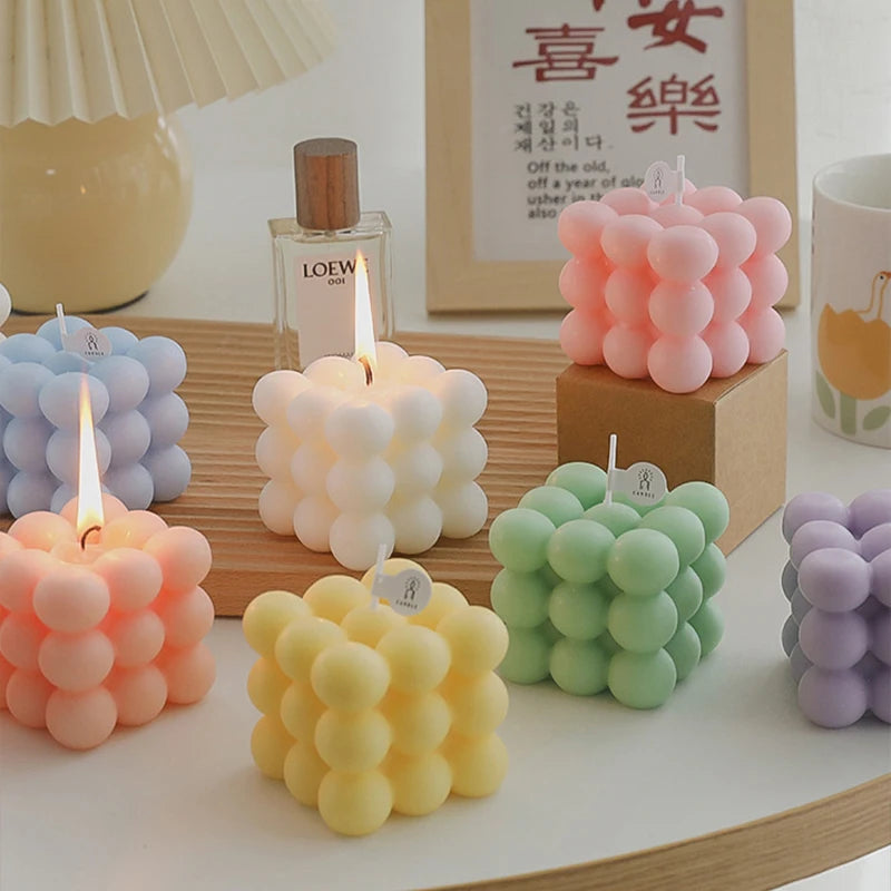 bougie cube parfumée à bulles en cire de soja artisanale - vue 1 sur 14