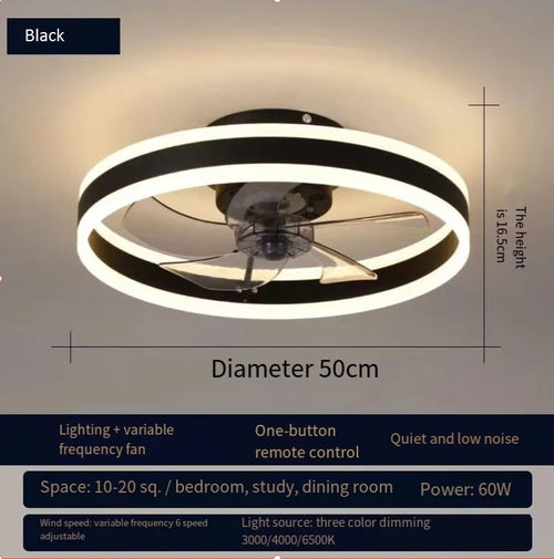 110V~265V APP and Remote Control Dual Intelligent Control  DC 6 speed Regulation Frequency Conversion Ceiling Fan Light
