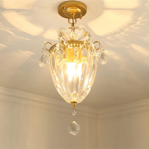 lustre moderne en cristal doré pour intérieur lumineux - vue 3 sur 16