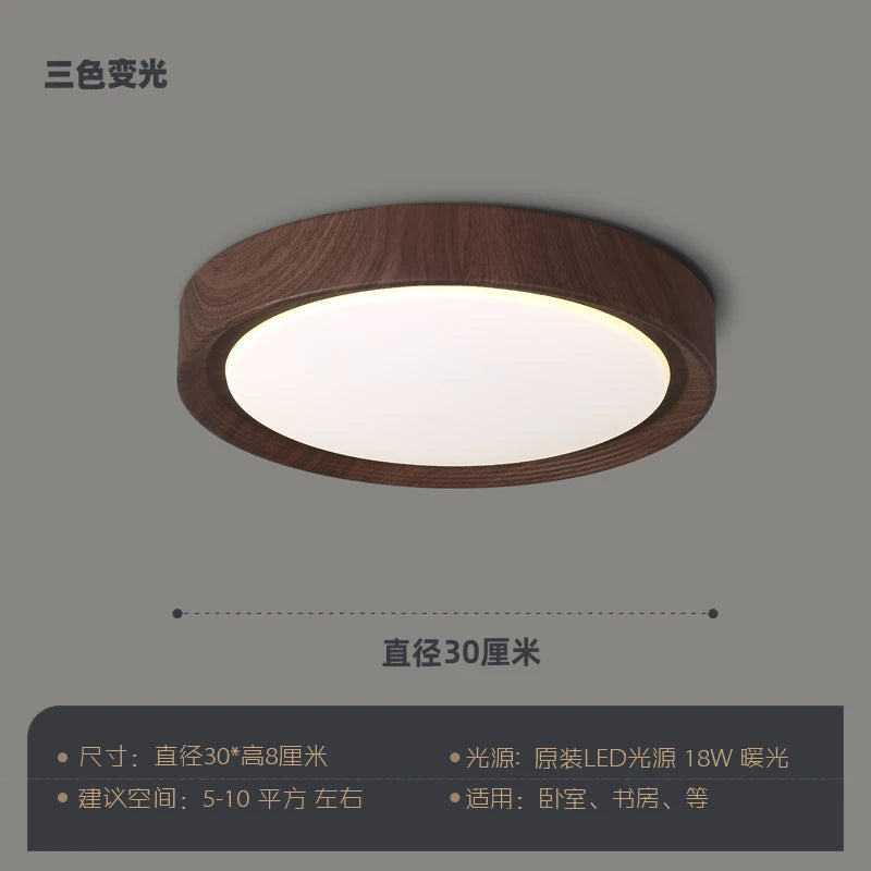 plafonnier led design nordique en bois et fer décoratif - vue 11 sur 11