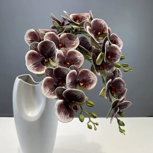 fleurs artificielles orchidée papillon en coton et silicone décoratives - vue 6 sur 12
