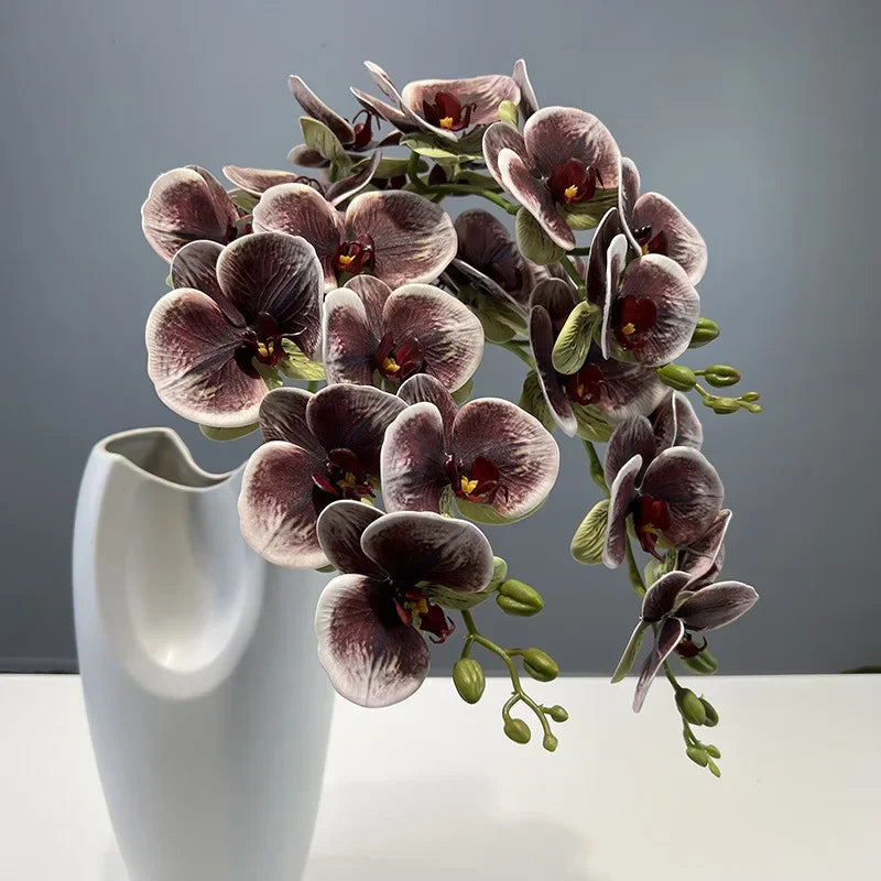 fleurs artificielles orchidée papillon en coton et silicone décoratives - vue 5 sur 12