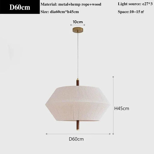 suspension décorative en tissu style japonais éclairage led élégant - vue 10 sur 9
