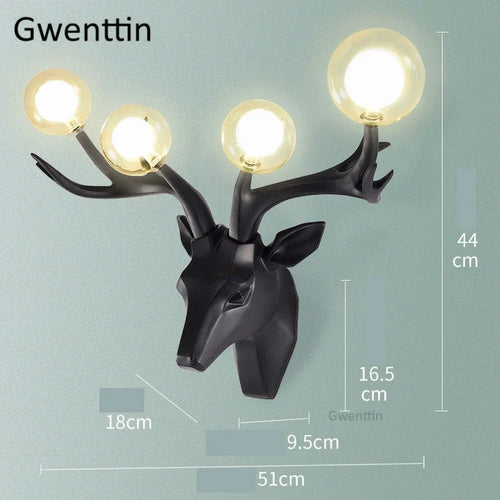 applique murale moderne en résine bois de cerf à led - vue 9 sur 9