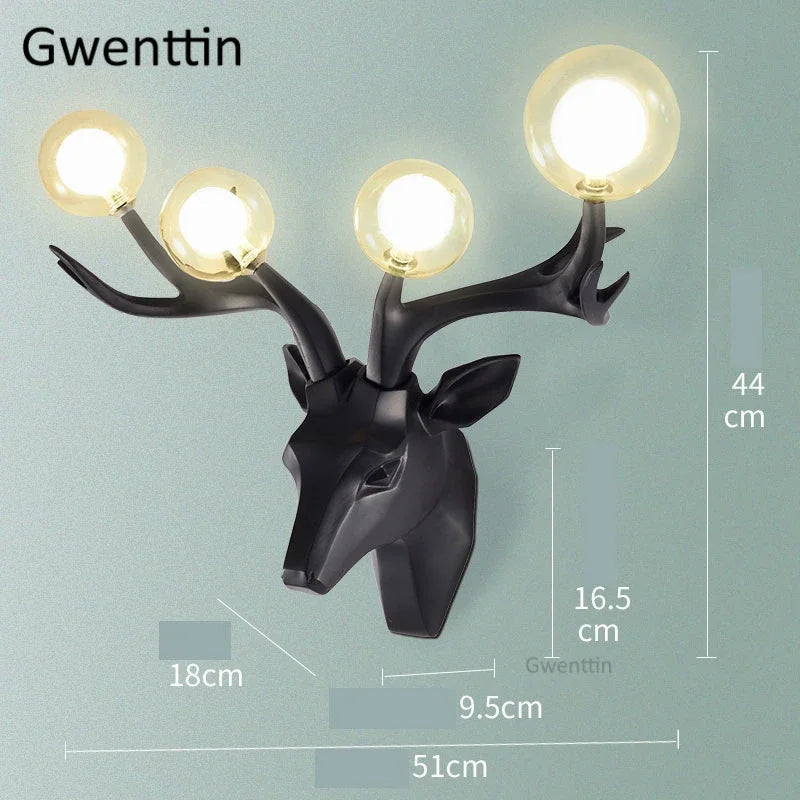 applique murale moderne en résine bois de cerf à led - vue 8 sur 9