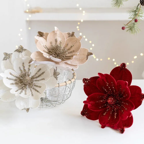 fleur de noël artificielle paillettes décorations arbre de noël 1 pièce - vue 4 sur 12