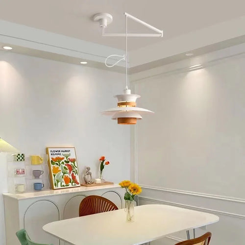 Suspension à culbuteur Table à manger Suspension bras oscillant plafonniers suspendus cuisine île barre E27 Illuminaire - vue 5 sur 9