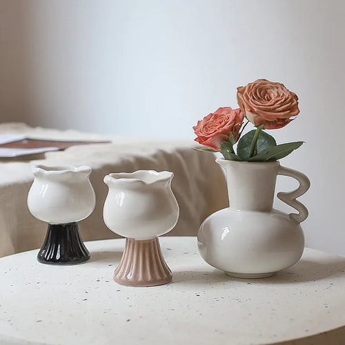 vase en céramique pour fleurs séchées style nordique décoratif - vue 2 sur 7