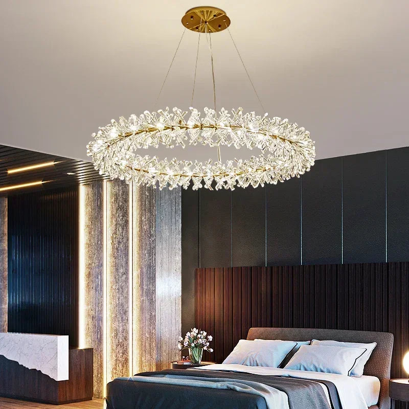 suspension moderne en cristal transparent pour décoration intérieure - vue 6 sur 13