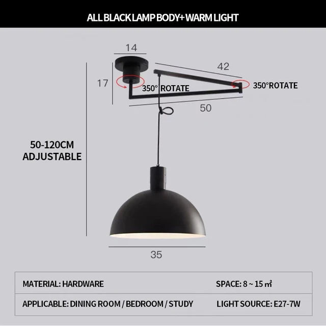 lustre pliable moderne nordique design télescopique pour intérieur contemporain - vue 12 sur 14