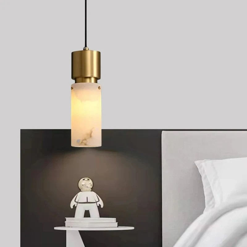 lustre en marbre naturel avec cordon réglable en laiton - vue 3 sur 7