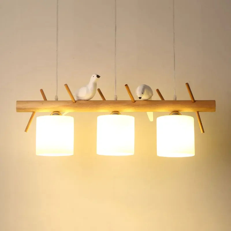 Nordic Solid Wood Birds Chandelier Nordic Log hanglamp Living Room Dining Room Bedroom Bar Indoor Decor Lighting Fixtures - vue 2 sur 9