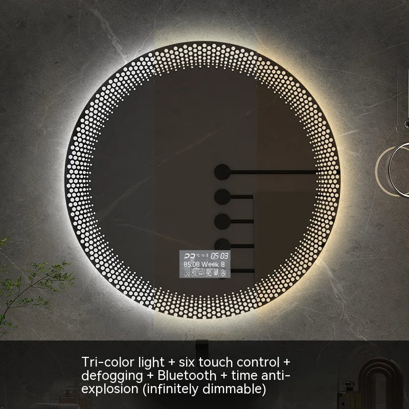 miroir rond à led avec rétroéclairage réglable et antibuée intelligent - vue 23 sur 25