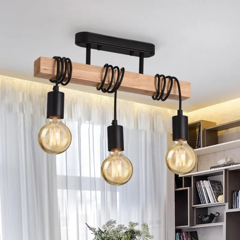 suspension double usage rétro art américain en bois - vue 1 sur 5