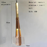 lampe suspendue en résine et cuir artificiel style 	 réglable en hauteur