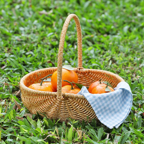 panier en osier tressé pour pain et nourriture en voyage - vue 4 sur 7