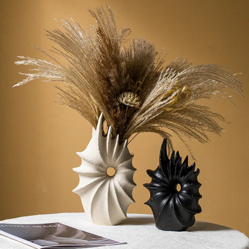 vase en céramique pour herbe de pampa décoration nordique fleurs séchées - vue 3 sur 8