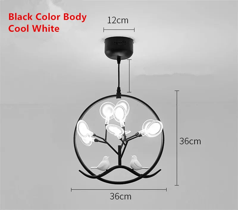 lustre design nordique cage à oiseaux branche d'arbre halo - vue 10 sur 12