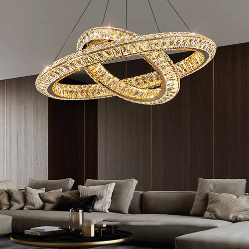 lustre en cristal doré design postmoderne pour intérieur élégant - vue 3 sur 11